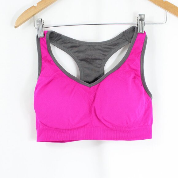 Yelete Light Support Pink and Grey Racerback Women's Large Sports Bra - Picture 1 of 3